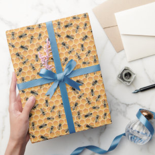 Beschäftigte goldene Honigbienen und Honigwabe Geschenkpapier