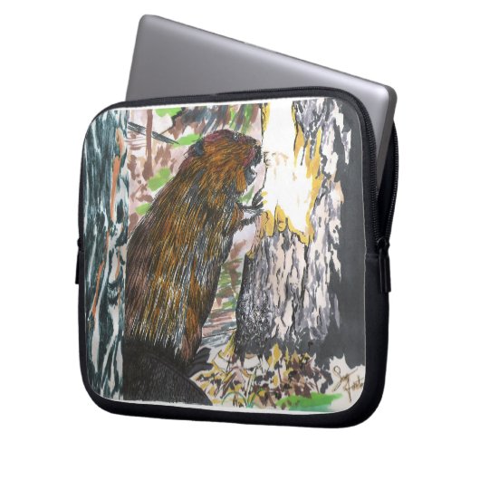 Beschäftigter Biber Laptopschutzhülle (Vorderseite Links)