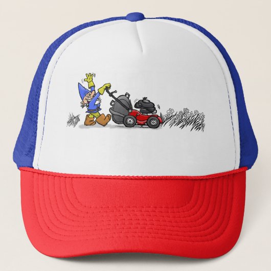 Beschäftigter Gnome. Truckerkappe (Vorderseite)