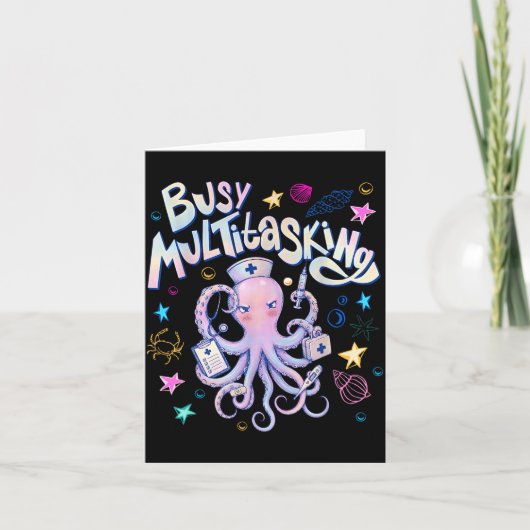 Beschäftigter multitasking-Oktopus pflegt den Stra Karte (Vorderseite)