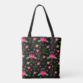 Beschäftigtes Blumenmuster auf Schwarz Tasche (Rückseite)