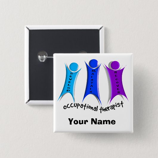 Beschäftigungstherapie-Namen-Knöpfe Button (Vorne & Hinten)