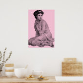 Bescheidene Badedame Vintag, rosa Poster (Küche)