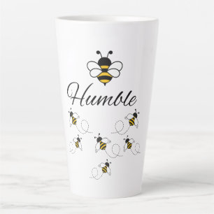 BESCHEIDENE HUMMEL WEIß SCHWARZ KERAMIK 0,6 LITER MILCHTASSE