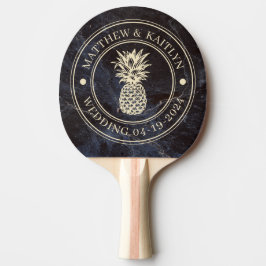 Bescheidener dunkler Stein Ananas Hochzeitswappen Tischtennis Schläger