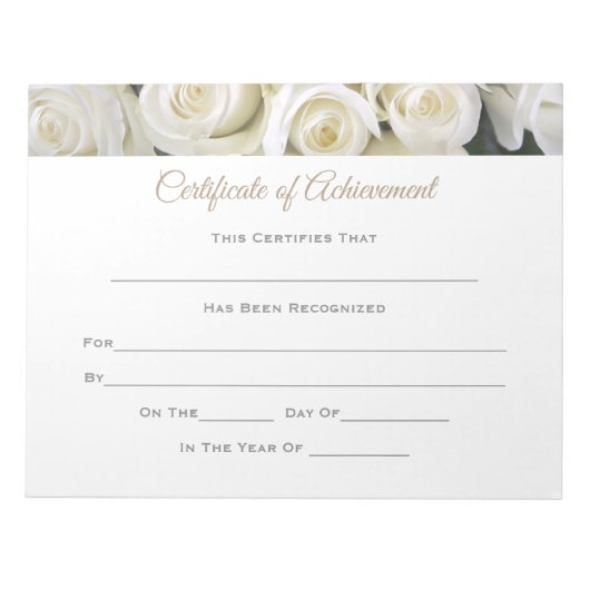 Bescheinigung der Abreißprobe Notizblock (Vorderseite)