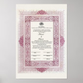Bescheinigung der Islamischen Blumengrenze Nikkah Poster (Vorne)