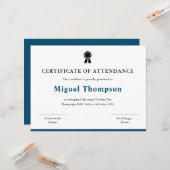 Bescheinigung der Teilnahme formale Teilnehmerkart Karte (Vorderseite/Rückseite Beispiel)