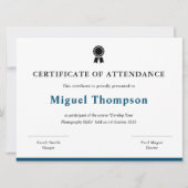 Bescheinigung der Teilnahme formale Teilnehmerkart Karte (Vorderseite)