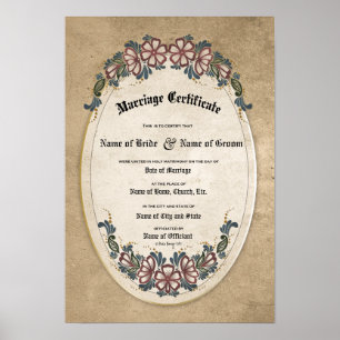 Bescheinigung Hochzeit: (Zierwahre) Poster