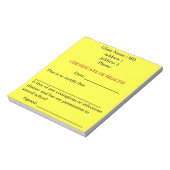 Bescheinigung über den Gesundheitsmerkmal (Kanaren Notizblock (Rotiert)