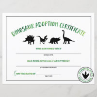 Bescheinigung über die Adoption Dinosaurier