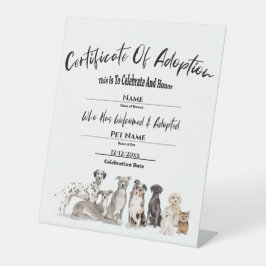 Bescheinigung über die Adoption von Haustieren  Sockelschild