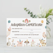 Bescheinigung über die Adoption von niedlichen Nut Einladung (Stehend Vorderseite)