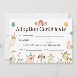 Bescheinigung über die Adoption von niedlichen Nut Einladung