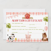 Bescheinigung über die Adoption von Nutztieren Geb Einladung (Vorderseite)