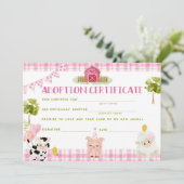 Bescheinigung über die Adoption von Nutztieren Geb Einladung (Stehend Vorderseite)