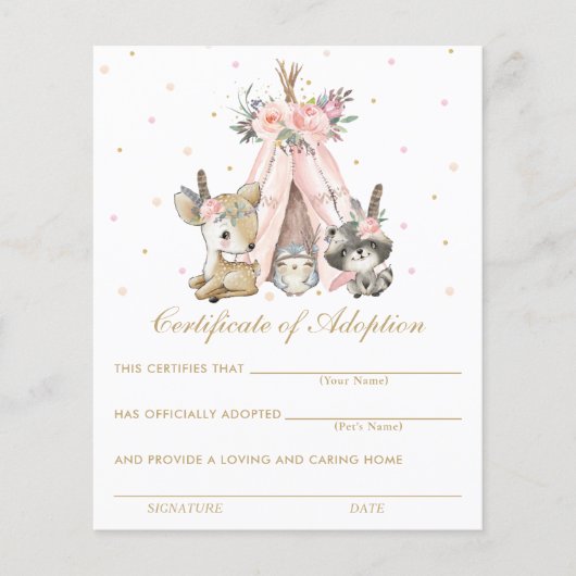 Bescheinigung über die Adoption von Stamm-Woodland (Vorderseite)