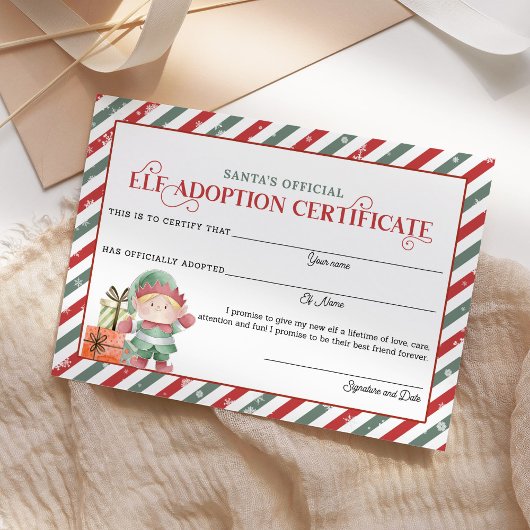Bescheinigung über die Adoption von Weihnachtself