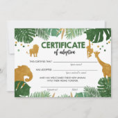 Bescheinigung über die Adoption von wild lebenden  Einladung (Vorderseite)