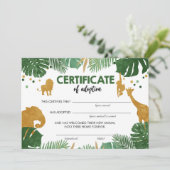 Bescheinigung über die Adoption von wild lebenden  Einladung (Stehend Vorderseite)