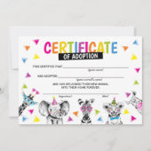 Bescheinigung über die Adoption wild lebender Tier Einladung (Vorderseite)