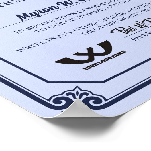 Bescheinigung über die Anerkennung der Freiwillige Poster (Ecke)