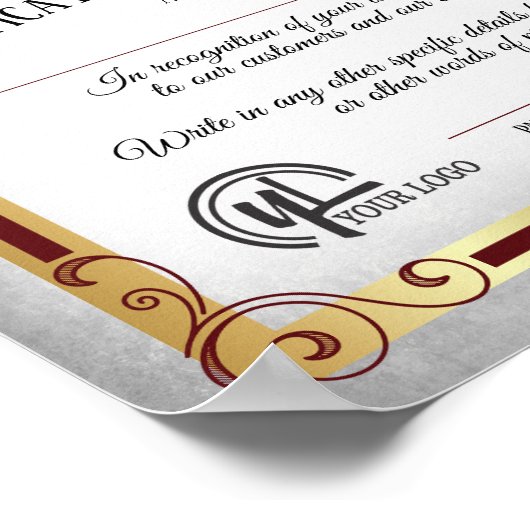 Bescheinigung über die Anerkennung Freiwilliger Mi Poster (Ecke)