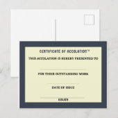 Bescheinigung über die Aufnahme Postkarte (Vorne/Hinten)