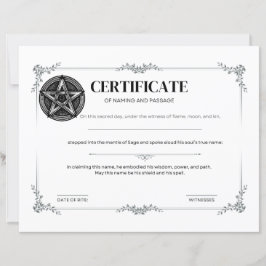 Bescheinigung über die Bezeichnung und die Durchre