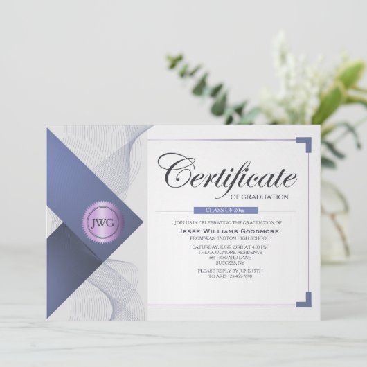 Bescheinigung über die Einladung von Abschlüssen (Stehend Vorderseite)