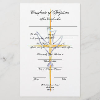 Bescheinigung über Taufen - Erwachsener