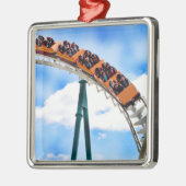 Beschleunigender orange Rollen-Untersetzer Silbernes Ornament (Links)