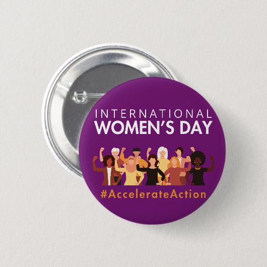 Beschleunigte Aktion Internationaler Frauentag 202 Button (Vorne & Hinten)