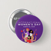 Beschleunigte Aktion Internationaler Frauentag 202 Button (Vorne & Hinten)