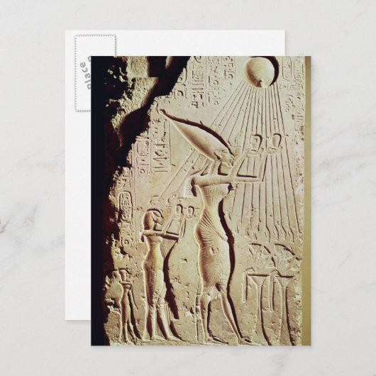 Beschreibung Amenophis IV, Nefertiti und Tochter Postkarte (Vorne/Hinten)