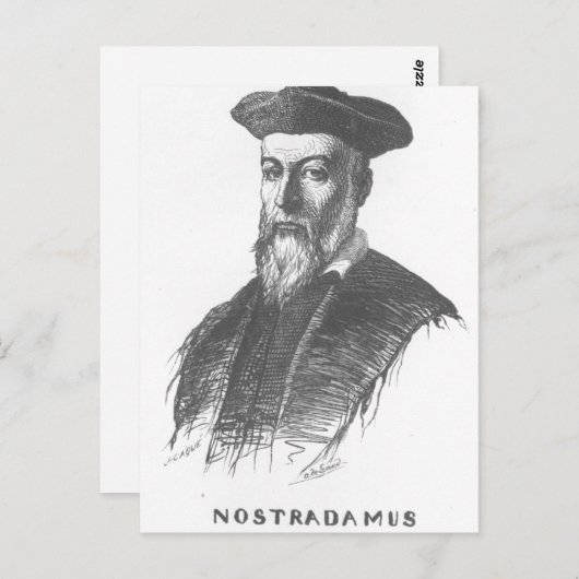 Beschreibung - Das Portrait von Nostradamus, gezei Postkarte (Vorne/Hinten)