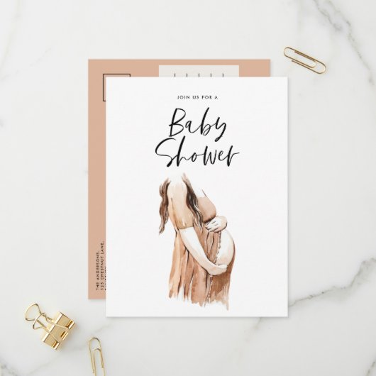 Beschreibung der Duschwasser-Aquarellschrift Einladungspostkarte (Vorderseite/Rückseite Beispiel)