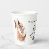 Beschreibung der Duschwasser-Aquarellschrift Pappbecher (Vorderseite)