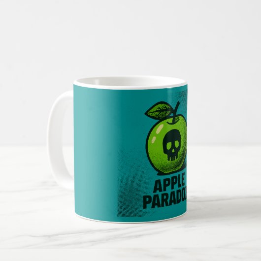 Beschreibung der Tasse: Apple Paradox Kaffeetasse (Vorderseite Links)