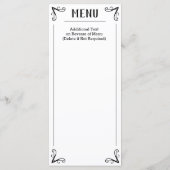Beschreibung des Abendmenüs. Menükarte (Rückseite)
