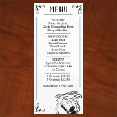 Beschreibung des Abendmenüs. Menükarte