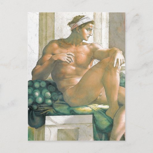 Beschreibung des von Michelangelo und seinem Postkarte (Vorderseite)