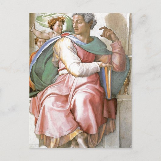 Beschreibung des von Michelangelo und seinem Postkarte (Vorderseite)