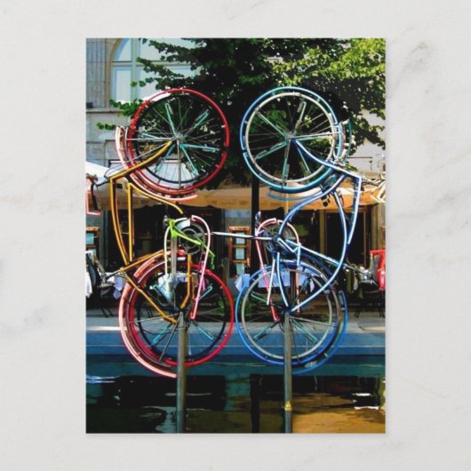 Beschreibung Robert Rauschenberg Riding Bikes , Ob Postkarte (Vorderseite)