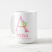 Beschriften Sie a-Aquarell boho Rosa Kaffeetasse (Vorderseite Links)