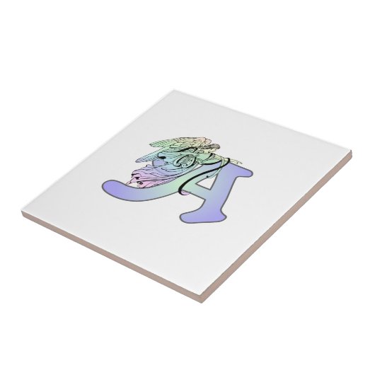 Beschriften Sie a-Engelsmonogramm-Alphabetinitiale Fliese (Seite)