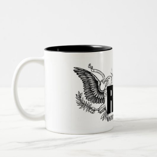 BESCHRIFTETE RECHTE EXTREME f-Kopie Zweifarbige Tasse (Links)