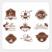 Beschriftungen des Kaffeehauses Quadratischer Aufkleber (Vorderseite)