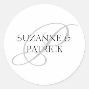 Beschriftungen für das Skript P Monogramm (silber  Runder Aufkleber